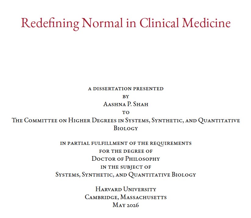 Cover of the dissertation "Redefining Normal in Clinical Medicine" by Aashna P. Shah