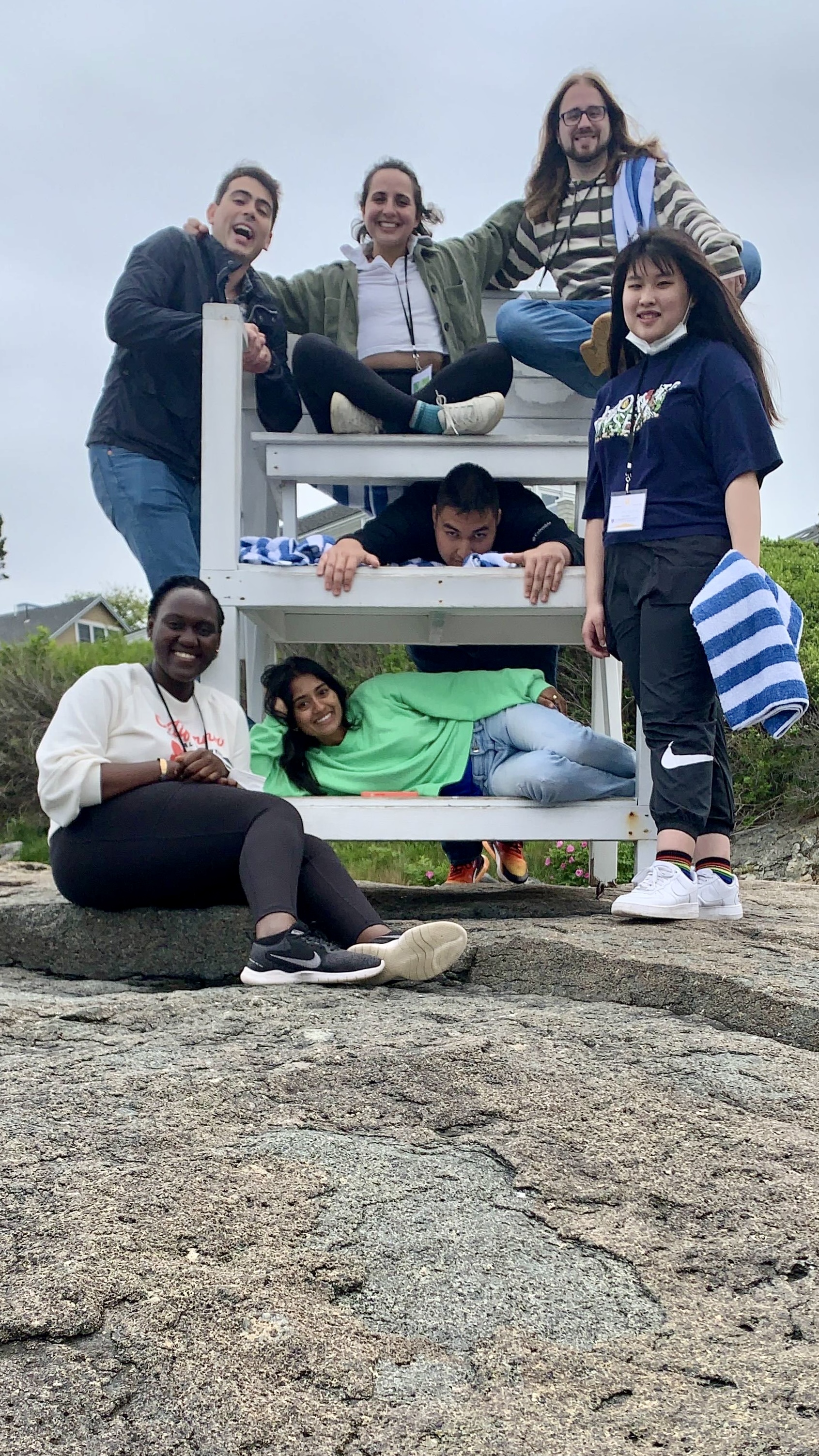 Group photo on lifeguard chair